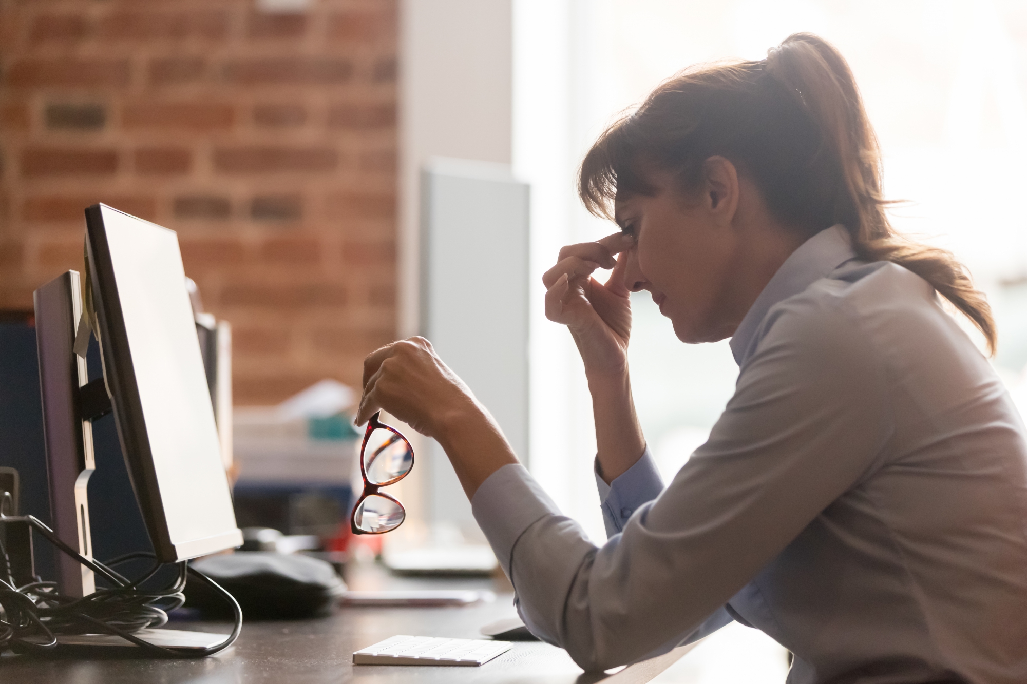 woman sleepy at work